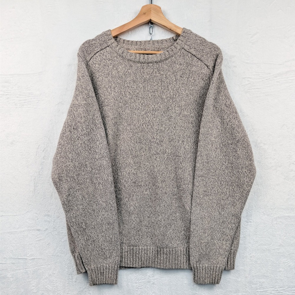 Croft & Barrow Sweater Men's XL Tan Knit Minimalist Crewneck Pullover Cabincore